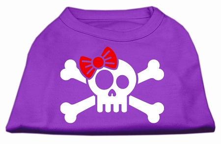 Skull Crossbone Bow Screen Print Shirt Purple Med